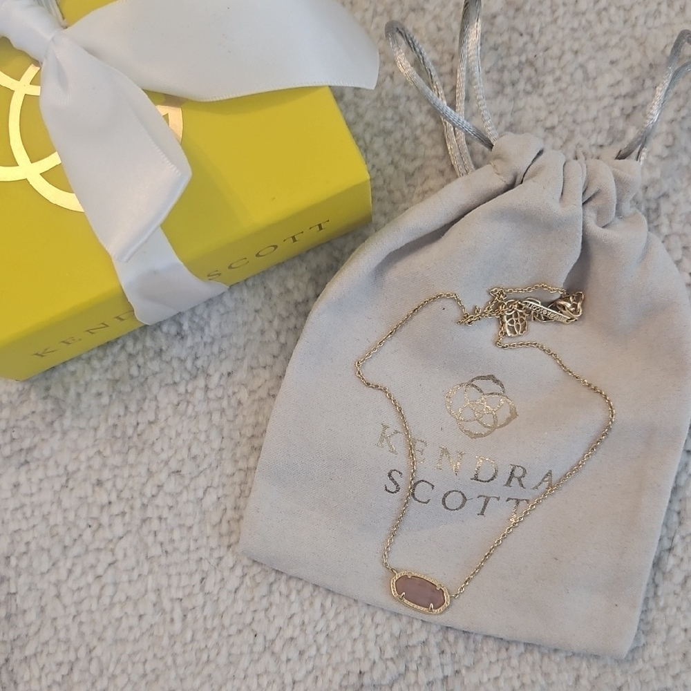 Kendra Scott Rose Quarts Gold Necklace Elisa Pendant